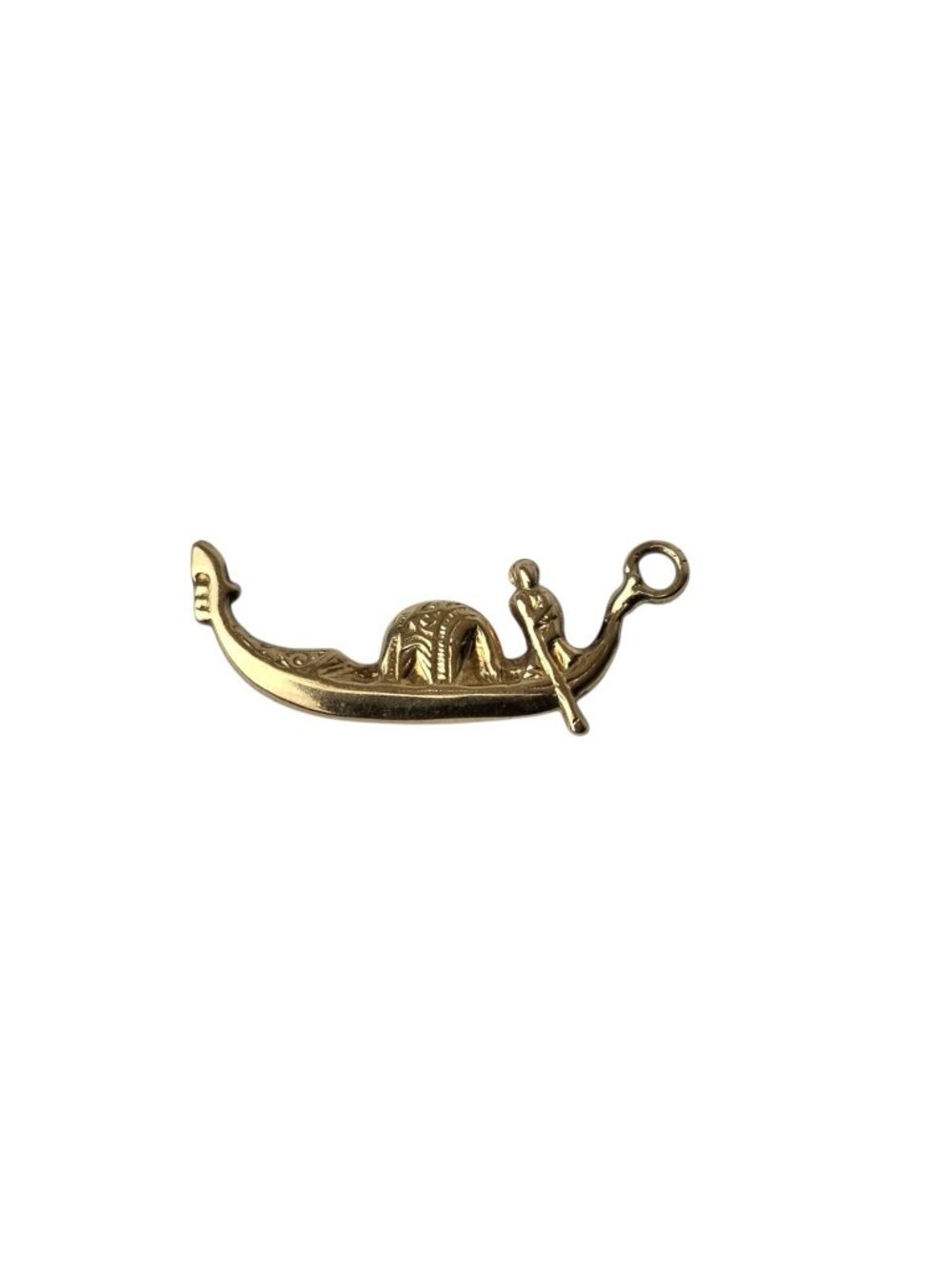 14k Yellow Gold Venetian Gondola Boat Charm Pendant 0.87" x 0.22" 1.2g